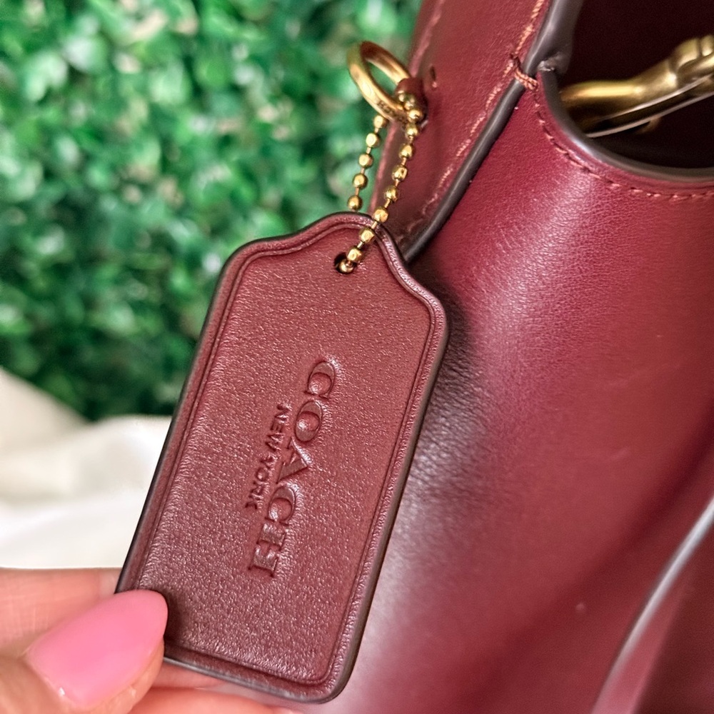 Coach Burgundy Bleecker Leather Shoulder Bucket Bag - Picture 5 of 9